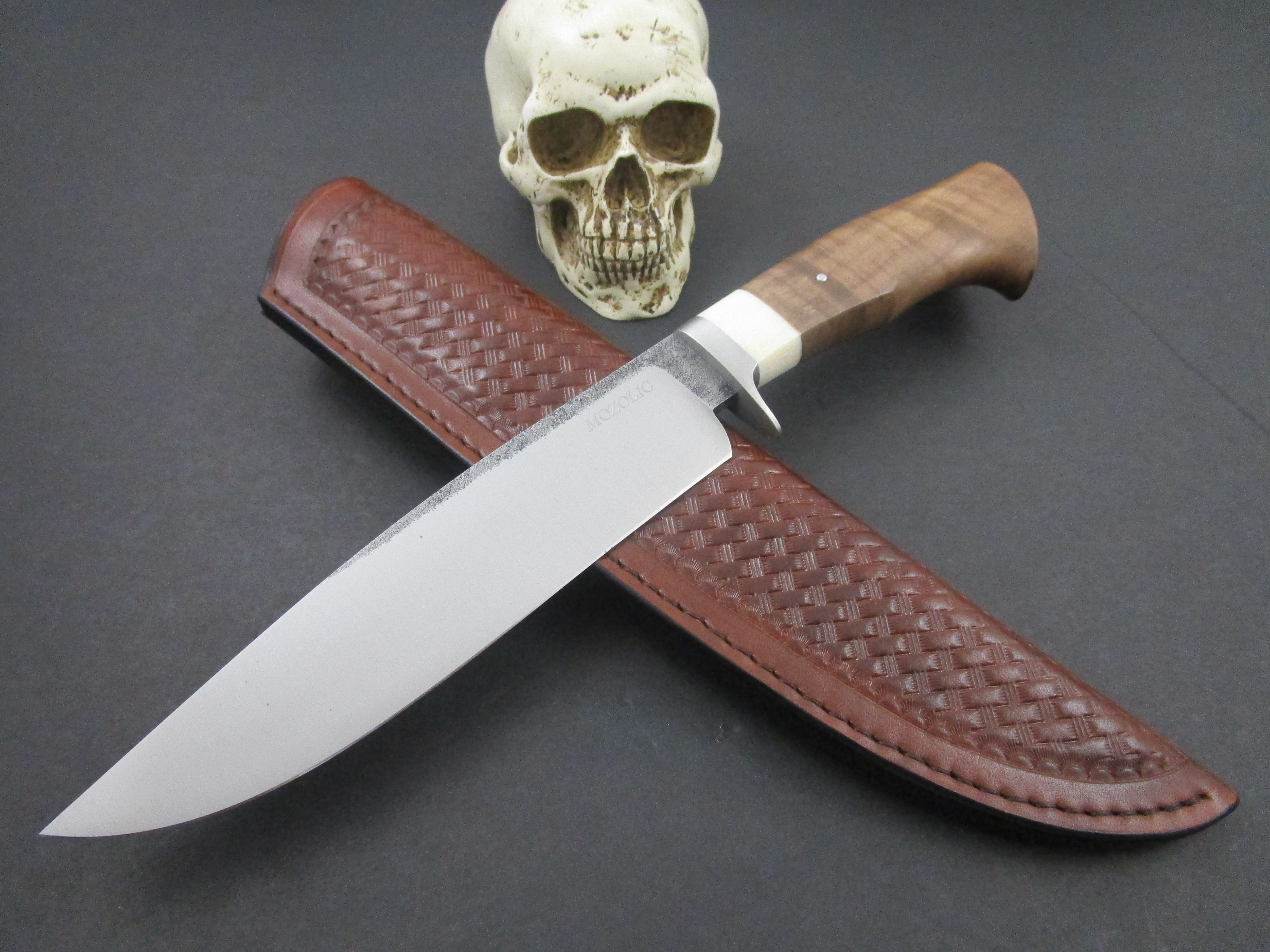 Mozolic Knives Hand Forged Walnut Burl Bowie / Camp