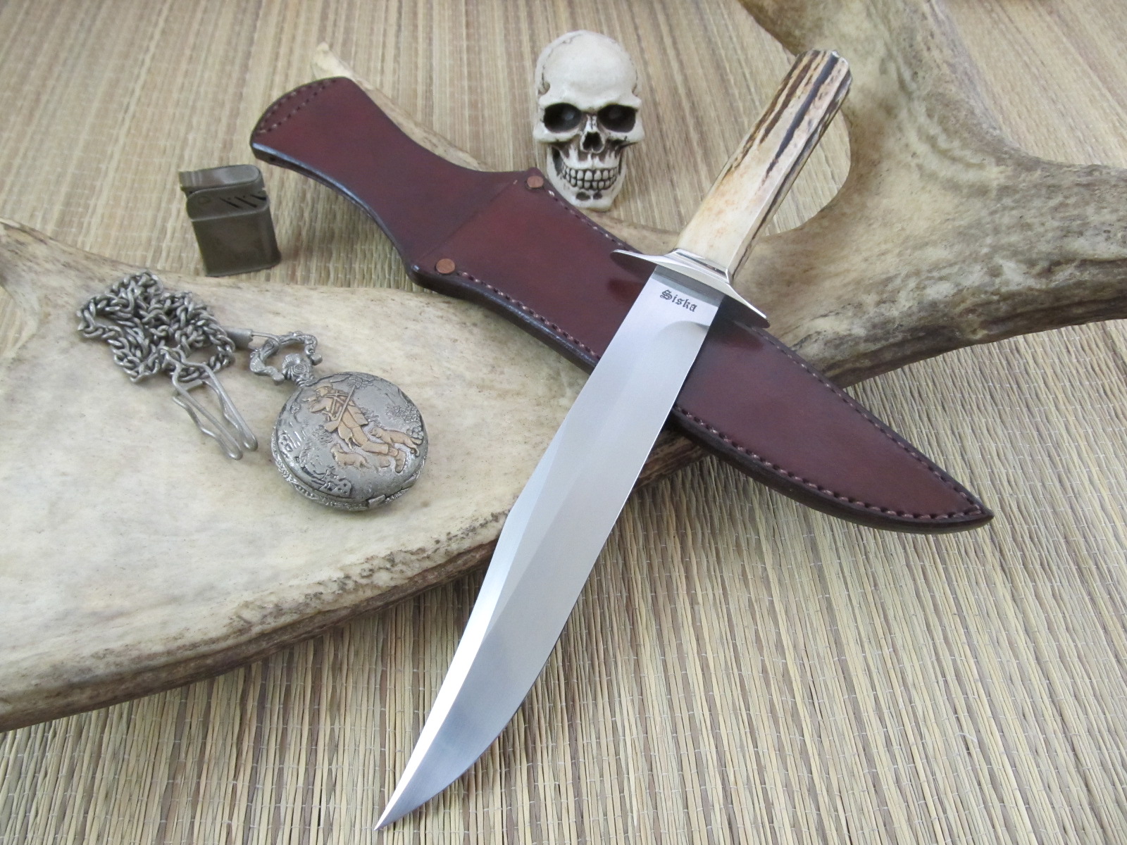 Jim Siska Custom Made Stag Clip Point Bowie*SOLD*